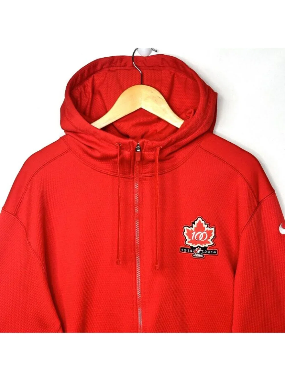 Nike Team Canada Hockey Hoodie Mens XL Therma-FIT Full Zip 100 Years Olympic Red